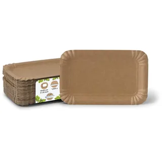 BIOZOYG 1000 Pappteller eckig braun 13x20 cm | Nachhaltig, Robust & Recyclebar | Einwegteller für Geburtstage, Grillfeiern & Partys | Nachhaltige Forstwirtschaft | Disposable Plates