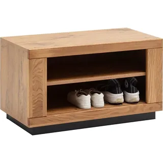 Flur Garderobenbank mit 80 cm Breite in Eiche teilmassiv geölt mit 2 offenen Fächern - GIUSTINO-06 - Braun, Schwarz