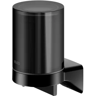 KEUCO Rose Seifenspender mit satiniertem Stülpglas, 180 ml, ohne Bohren, Metall schwarz matt, Made in Germany, nachfüllbar, inkl. Klebeset und Schraubset, Lotionspender zum Kleben oder Schrauben