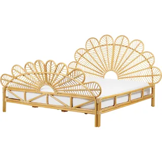 Beliani Doppelbett 180/200cm Heller Holzfarbton Florentine - Hellbraun , Naturmaterialen , 180x200 cm , Schlafzimmer, Betten