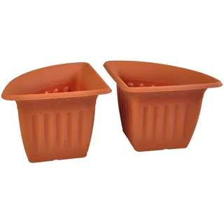 Eck-Blumentopf 4er-Set Terrakotta Pflanztopf Blumenkübel Pflanzkübel Pflanzgefäß