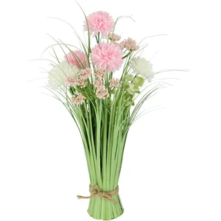 I.GE.A. Kunstgras »Grasbund mit Blüten« Deko Grasbusch Gräser Kunstblume Kunstpflanze Künstliche Pflanze, rosa