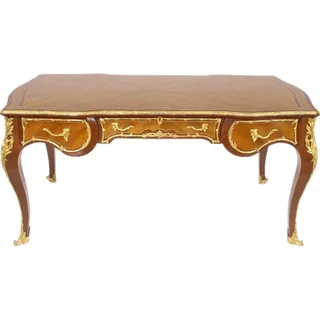 Casa Padrino Barock Schreibtisch Mahagoni 175cm x 90cm x H.80 - Antik Stil Sekretär Möbel - Braun, Gold