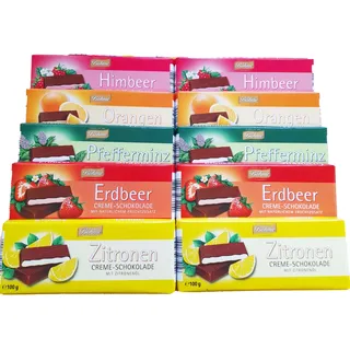 Böhme Creme- Schokolade Set Pfefferminz | Himbeer | Zitrone | Erdbeer | Orangen Vorteilspackung 10 x 100g