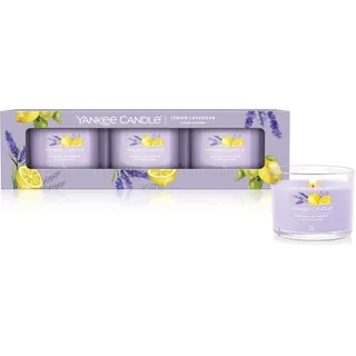 Yankee Candle Duftkerzen-Geschenkset | Votivkerzen mit Lemon Lavender | Soja-Wachs-Mix | 3 Teile