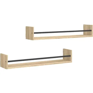 vidaXL Wandregale mit Stangen 2 STK. Sonoma-Eiche 80x16x14 cm