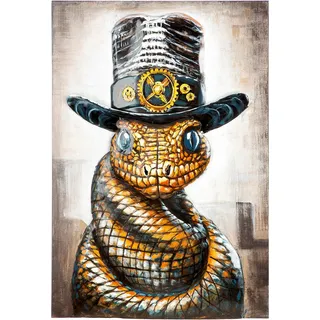Gilde "Bild rechteckig Snake with attitude braun", Tiere 1 Stk. tlg. Schlangenbild Tiermotiv extravagantes Design Statementpiece Eyecatcher, farbe bild(er): braun