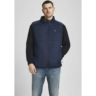 Steppweste "MULTI mit Stehkragen und normaler Form", Herren, Gr. 3XL, blau (navy blazer), Web, Obermaterial: 100% Polyester, JACK & JONES PLUSSIZE, unifarben, regular fit normal, Westen Steppweste, unifarben, modisch, regular fit, Polyester, Stehkragen