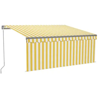 vidaXL Markise Manuell Einziehbar mit Rollo LED 3x2,5m Gelb & Weiß - Gelb
