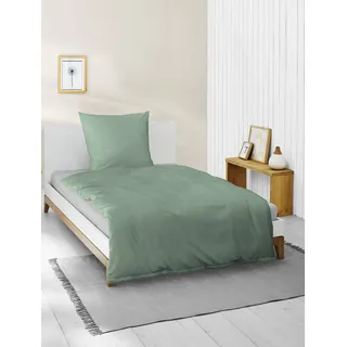 Bettwäsche BIERBAUM "Elegant uni", grün, B/L: 240cm x 220cm, 1 Stk., 2 Stk., Mako-Satin, B/L: 80cm x 40cm & 80cm x 40cm, 3 Stk., Mako-Satin, Obermaterial: 100% Baumwolle, Bettwäsche, Bettwäsche, Mako-Satin, 100 % Baumwolle, Uni, pflegeleicht