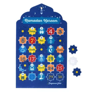HOME DECO FACTORY, HD0036, 30 Day Ramadan Calendar 28x50 cm - Colorful and modern Festive Decoration, Reusable, ideal for The Home or as a Gift - Blue