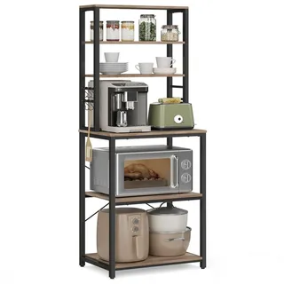 VASAGLE Küchenregal 40 x 60 x 167 cm Beige-Schwarz