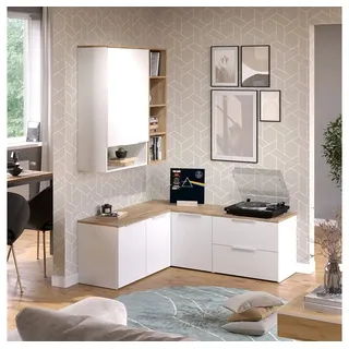 Vicco Wohnwand Vicco Wido Weiß/Sonoma 5 Teile, Model 51729 - Weiß, Braun