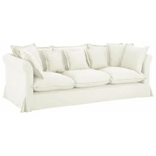 Home Affaire 3-Sitzer "Luise", beige, B:228cm H:93cm T:100cm, Webstoff (50% Baumwolle, 50% Polyester), Sofas