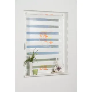 K-HOME Doppelrollo Delphi 100 x 150 cm Blumen/orange