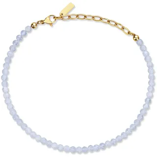 COAI Gold Fußkette aus 4 mm facettiertem Mondstein Perlen für Damen Frauen