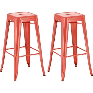 CLP 2er Set Barhocker Joshua aus Metall mit Fußstütze,rot - Rot