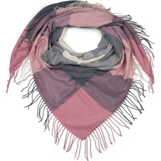 styleBREAKER XXL-Schal "XXL Deckenschal mit Karo Muster und Fransen" 1 Stk., rose, grau, creme