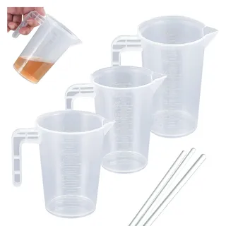 3 Stk Messbecher Set, 50ml 100ml 250ml Präzisions Messbecher mit Waage, Messbecher Dosierhilfe für Waschmittel, Küche Backen, Labor, Kochen