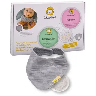 löwenkind Einsteigerbox mit Halstuch 'Mini' grau Rotznäschen und Harmonie zur natürlichen Unterstützung in der Erkältungszeit und bei Unruhe Baby