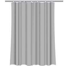 SEPIO | Duschvorhang mit Gardinenhaken, Duschvorhängeringen 180 x 200 cm - Wasserdichter, Antibakteriell, aus bestem Material, bereit für die Montage - für Badewanne und Dusche (Grau)