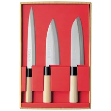 Japanisches 3er Messerset SekiRyu Sashimi, Santoku & Deba - SR801. Klinge aus Rostfreiem Stahl