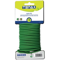 Tenax Flex-Tie Länge 5 m Grün, Durchmesser 5 mm, Band für Pflanzen, Blumen, Gemüse, Weingärten. Flexibel, innen aus Stahl, mit weichem Material überzogen
