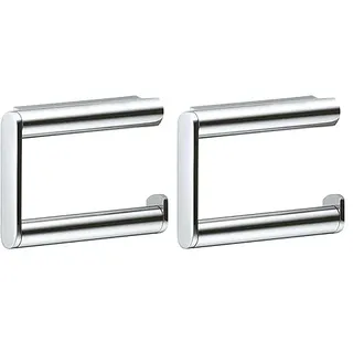 KEUCO Toilettenpapierhalter aus Metall, Hochglanz-verchromt, offene Form, WC-Rollenhalter für Badezimmer und Gäste-WC, Plan (Packung mit 2)