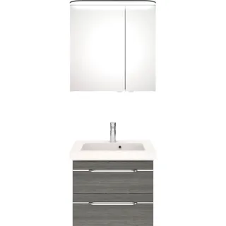 Saphir Badmöbel-Set »Balto Sprint 2-teilig, Mineralmarmor-Waschtisch mit LED-Spiegelschrank« 2 Stk. tlg., grau