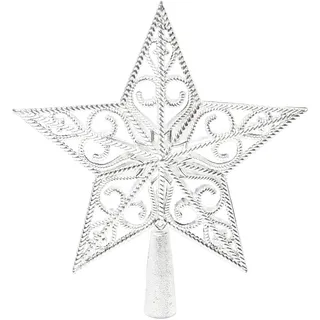 Dmnnlp Weihnachtsbaumspitze Silber, Weihnachtsbaumspitze Stern Vintage AusgehöHlt Weihnachtsbaum Spitze, Ideale Baumspitze Tannenbaum Stern Weihnachtsfeier Decoartion (Silber)