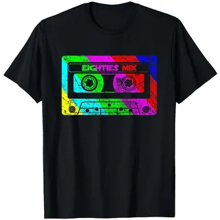 80er Vintage Retro Musik Kassette Mixtape T-Shirt, Herren, Schwarz, L