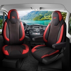 Sitzbezüge passend für Cristall Wohnmobil Caravan in Schwarz Rot Pilot 6.12