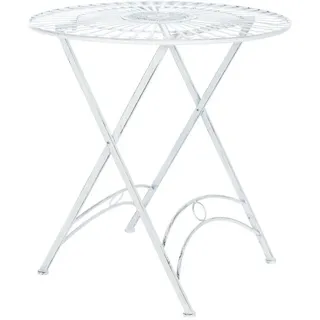 CLP Gartentisch rund Metall antik weiß , Weiß, Weiß , 71x71x71 cm , Gartenmöbel, Gartentische