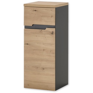 MEMPHIS Badezimmer Kommode schwebend in Artisan Eiche Optik, Grau - Badezimmerschrank Bad Schrank mit viel Stauraum - 30 x 74 x 31 cm (B/H/T)