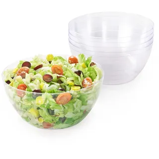 MATANA 5 Große Transparente Plastikschalen, Salatschüsseln, Plastikschüsseln, Snackschalen für Kindergeburtstage, Picknick & Partys (XL 3500ml) - Mehrweg & Stabil