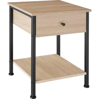 tectake Nachtschrank Bradford,40 x 40 x 55,5 cm,Industrial Holz hell, Eiche Sonoma , Holzwerkstoff , Quadratisch , 40x55.5x40 cm , Schlafzimmer, Nachtkästchen