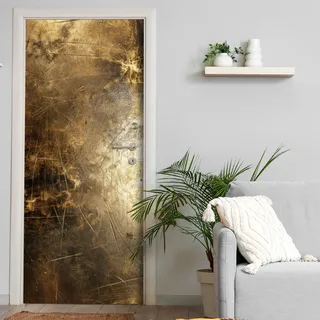 Türtapete selbstklebend blasenfrei | 200 x 90 cm Goldene Struktur | Tür Aufkleber Poster Türfolie | Einteilig | Wasserfest 3D Türaufkleber Klebefolie Türposter Wandtattoo