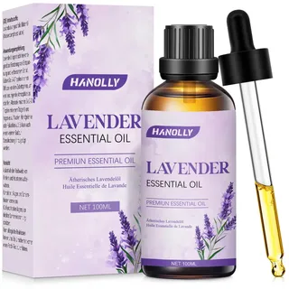 Hanolly Lavendelöl Ätherisches Öl 100ml, Naturrein Lavendel Duftöl für Diffuser, Aromatherapie, Hautpflege, Bäder, Duftkerze, DIY Seife, Roll On