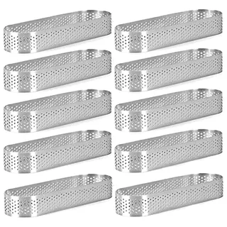 Tiamu 10 Pack Oval Tartelette Förmchen Französische Dessertmousse Obstkuchen, Dessertringe, Perforierte Tortenring Quiche Kuchenform zur Gebäck, Törtchenformen DIY Backen Werkzeuge (13 x 4 x 2 cm)
