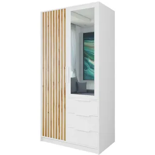 Mirjan24 Kleiderschrank Tytus Lux 100 x 200 x 58 cm Weiß/Eiche