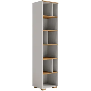 Cantus Regal , Grau, Eichefarben , Holz, Holzwerkstoff , Eiche , massiv , 5 Fächer , 50x212x42 cm , Beimöbel erhältlich, stehend , Holzmöbel, Holzregale, Bücherregale Holz