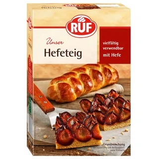 RUF Hefeteig mit Trockenbackhefe, schnelle Backmischung, Erfolgsrezept für Hefezöpfe, Hefeteig, Pflaumenkuchen, Pizzateig, Brot & Brötchen