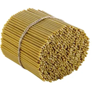 Danilovo Ritual Kerzen 100% Bienenwachs (Gelb) - Orthodoxe Kerzen für Gebet Tischdeko Hochzeit - Ungiftig, Ruß - Tropffrei, Nachhaltige Produkte, N60, Höhe: 20,5 cm, Ø 6,6 mm (200 stück)
