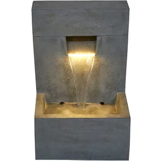 AcquaArte Gartenbrunnen »Wasserspiel Wasserfall POSADA« Komplettset mit LED-Beleuchtung, Becken und Pumpe, grau