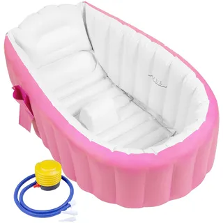 Aufblasbare Badewanne Baby Babybadewanne Babywanne Aufblasbar mit Luftpumpe und Duschhaube für Baby, Neugeborene, Kinder, Jungen und Mädchen