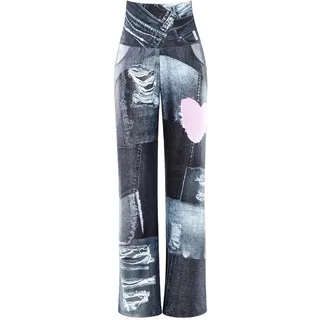 Culotte WINSHAPE "Functional Comfort Culottes CUL101C", Damen, Gr. L, Normalgrößen, grau (patchwork grau), 85% Polyester, 15% Elasthan, Hosen Culotte, mit Patchwork-Print