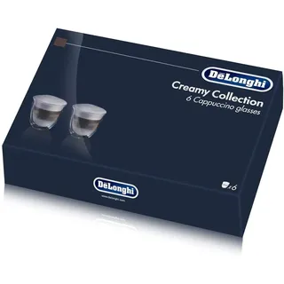 De'Longhi Delonghi 5513296661 Creamy Collection doppelwandige Thermo-Cappuccino-Gläser, 6 Stück, Borosilikatglas, farblos, (1er Pack), 6