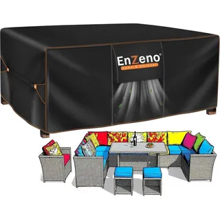 Enzeno Loungemöbel Abdeckung 200x200x90cm, Wasserdicht, 420D Oxford Gewebe, L-Form
