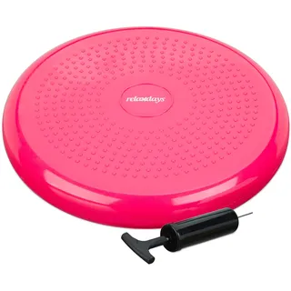 Relaxdays Balance Kissen, 33 cm mit Luftpumpe, Ballsitzkissen m. Noppen, Fitnesskissen, pink