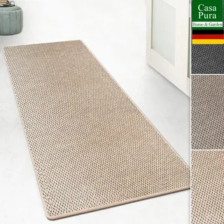 casa pura Teppich Läufer für Küche, Flur & Wohnraum - Teppichläufer auf Maß in Sisal Optik - Meterware - Flurteppich - Küchenläufer - Wohnzimmer Teppich (Kalkuta, Beige, 66x900cm (BxL))